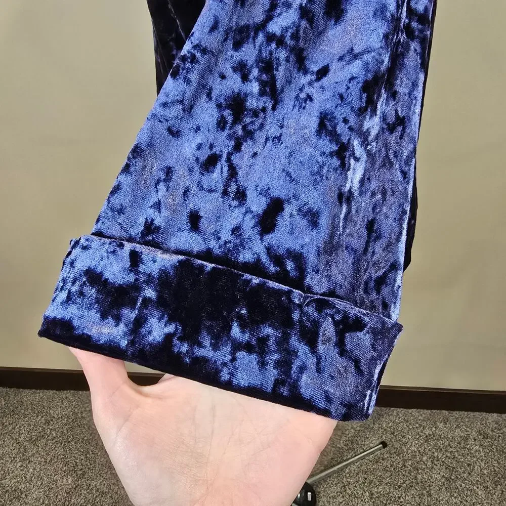 Women's Supplies Blue Crushed Velvet 3/4 Sleeve Blouse Top | Size Large - Picture 6 of 10